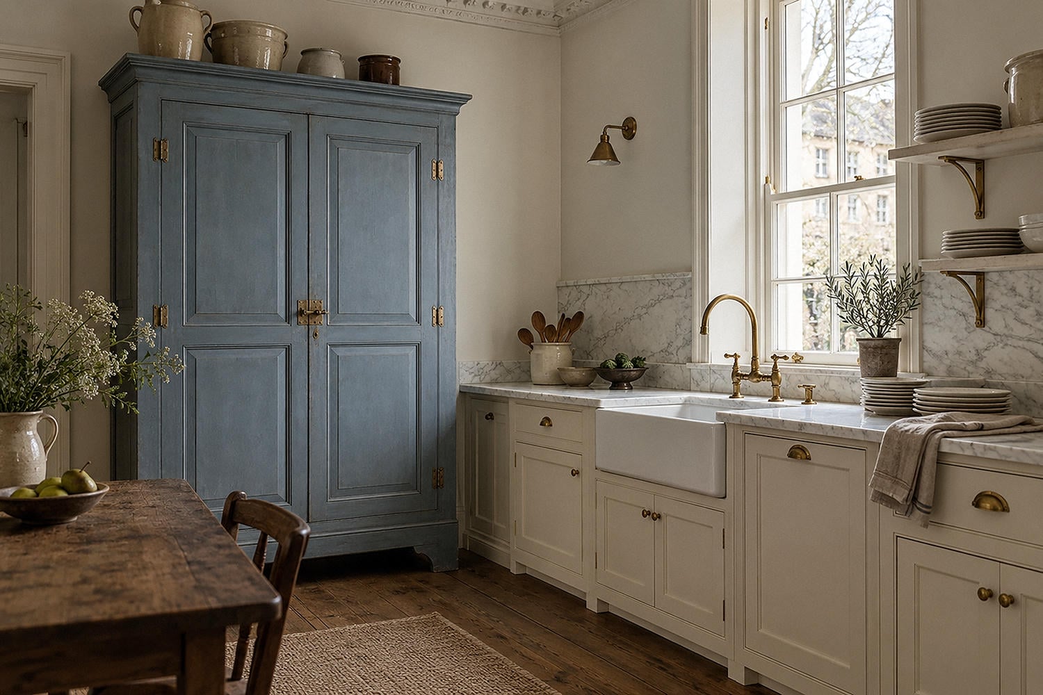 blue armoire pantry