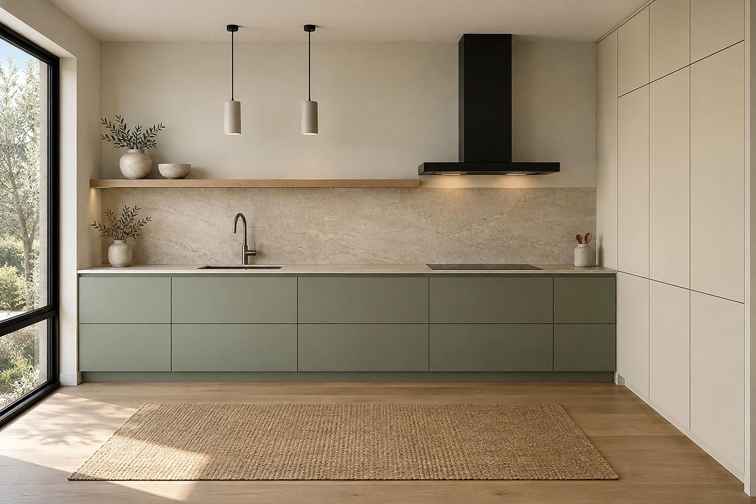modern sage cream kitchen