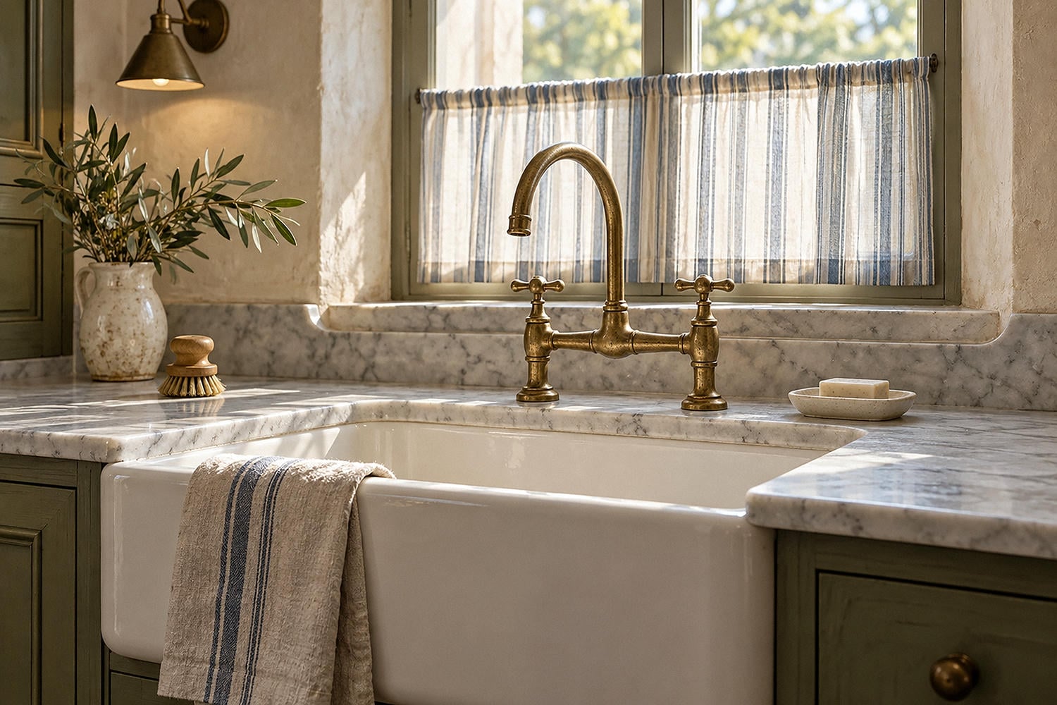 patinated brass sink