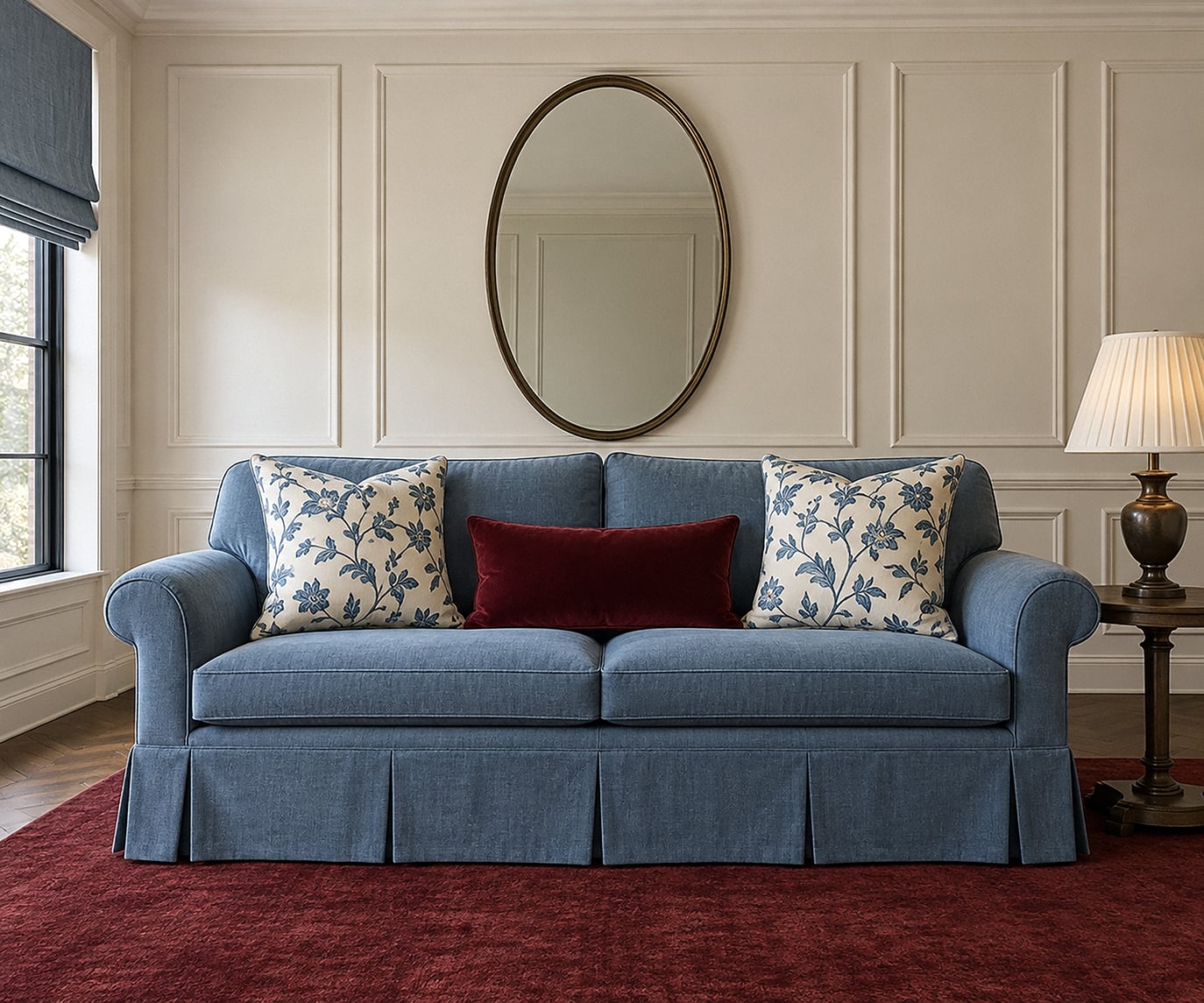 pleated sofa detail