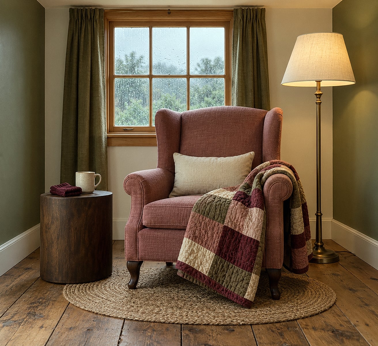 quilt reading nook