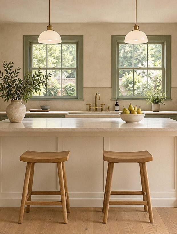sage green cream kitchen ideas