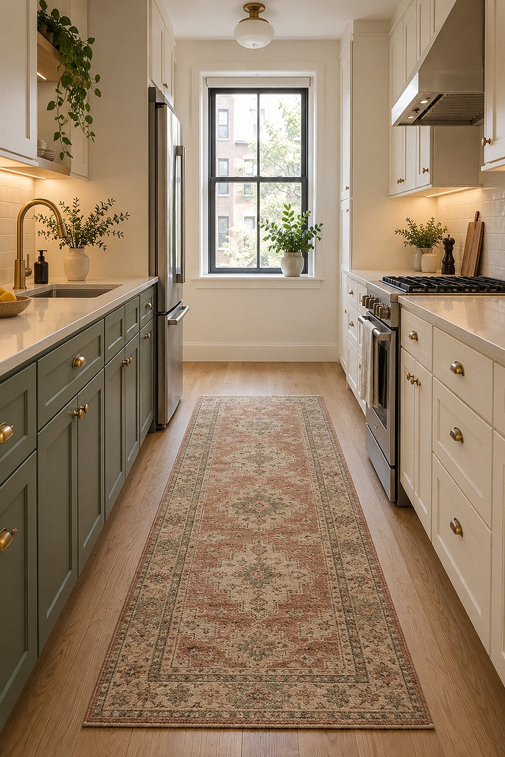 sage green kitchen runner
