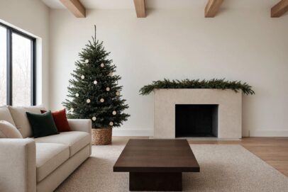 sparse christmas living room