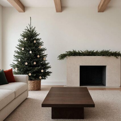 sparse christmas living room