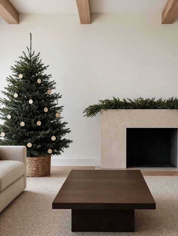 sparse christmas living room