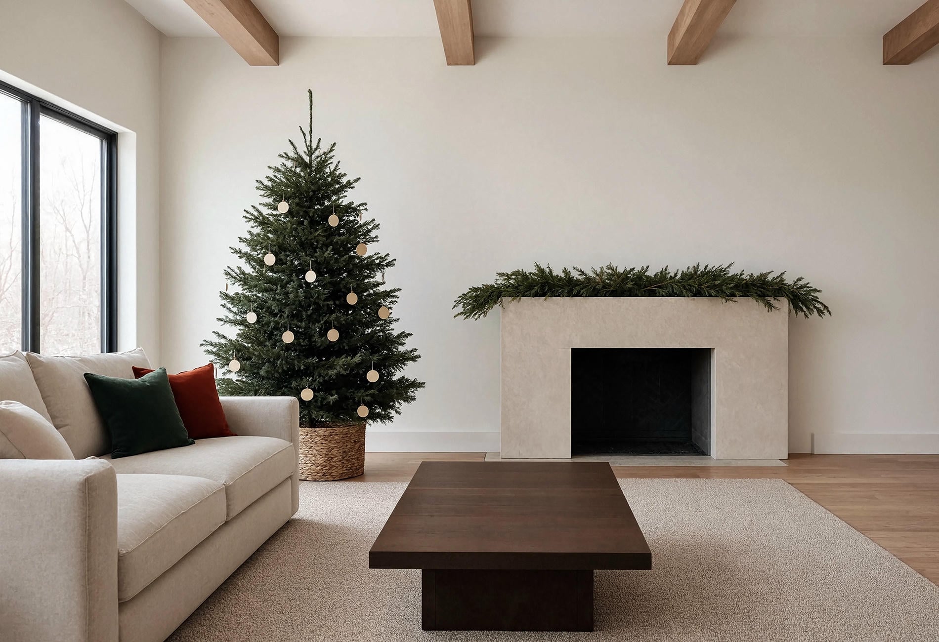 sparse christmas living room