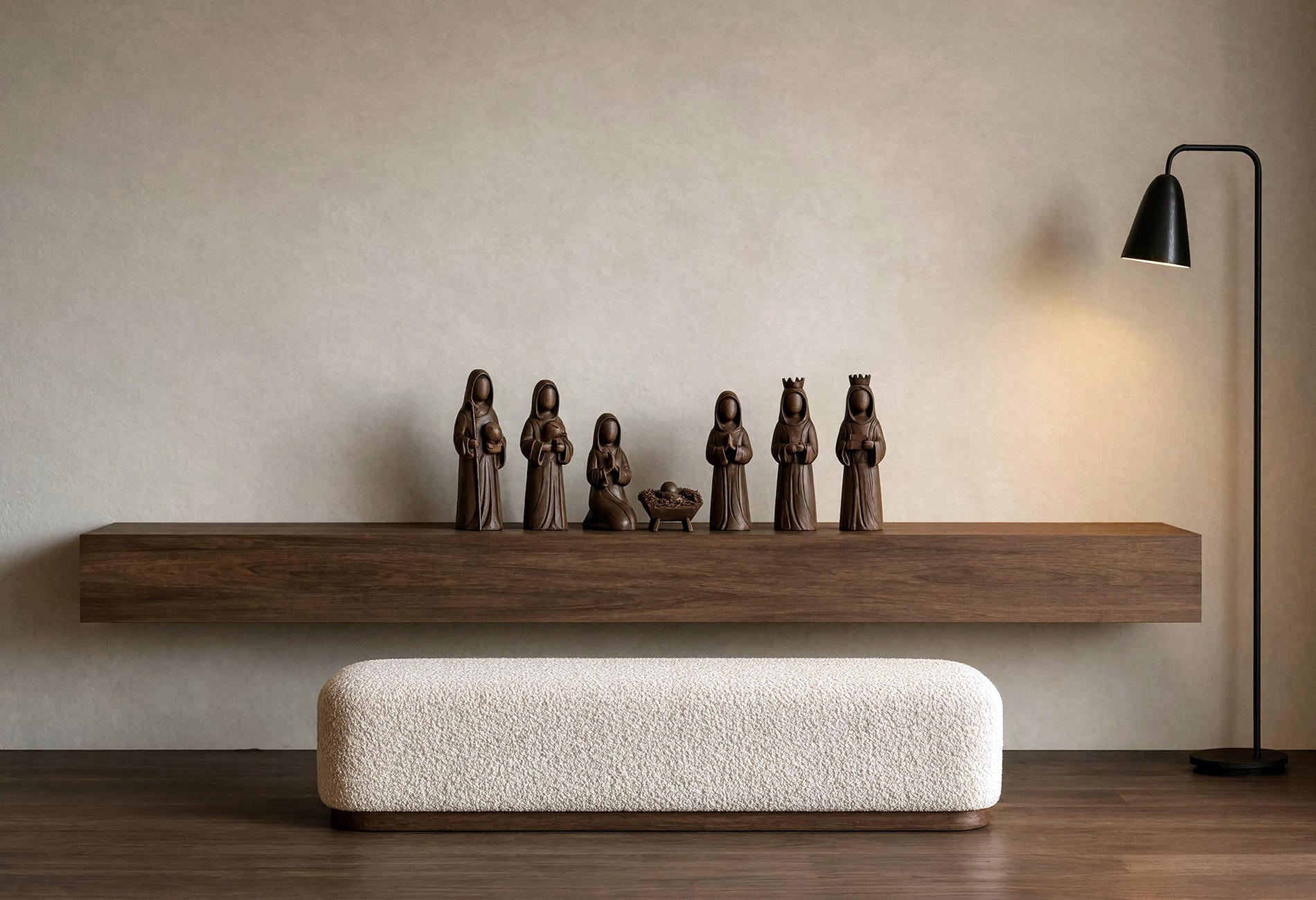 wooden nativity console